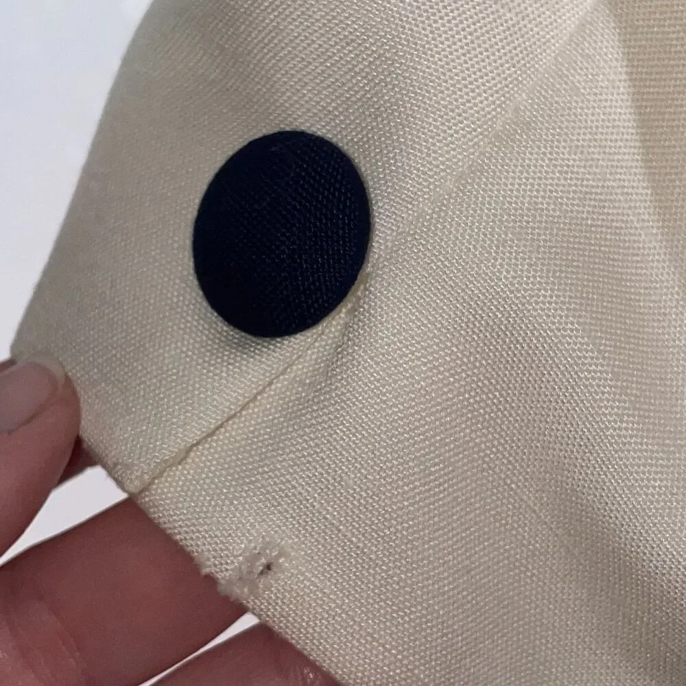 Vintage Christian Dior Blazer Cream Navy Button Minimalist 90s Jacket Size 10